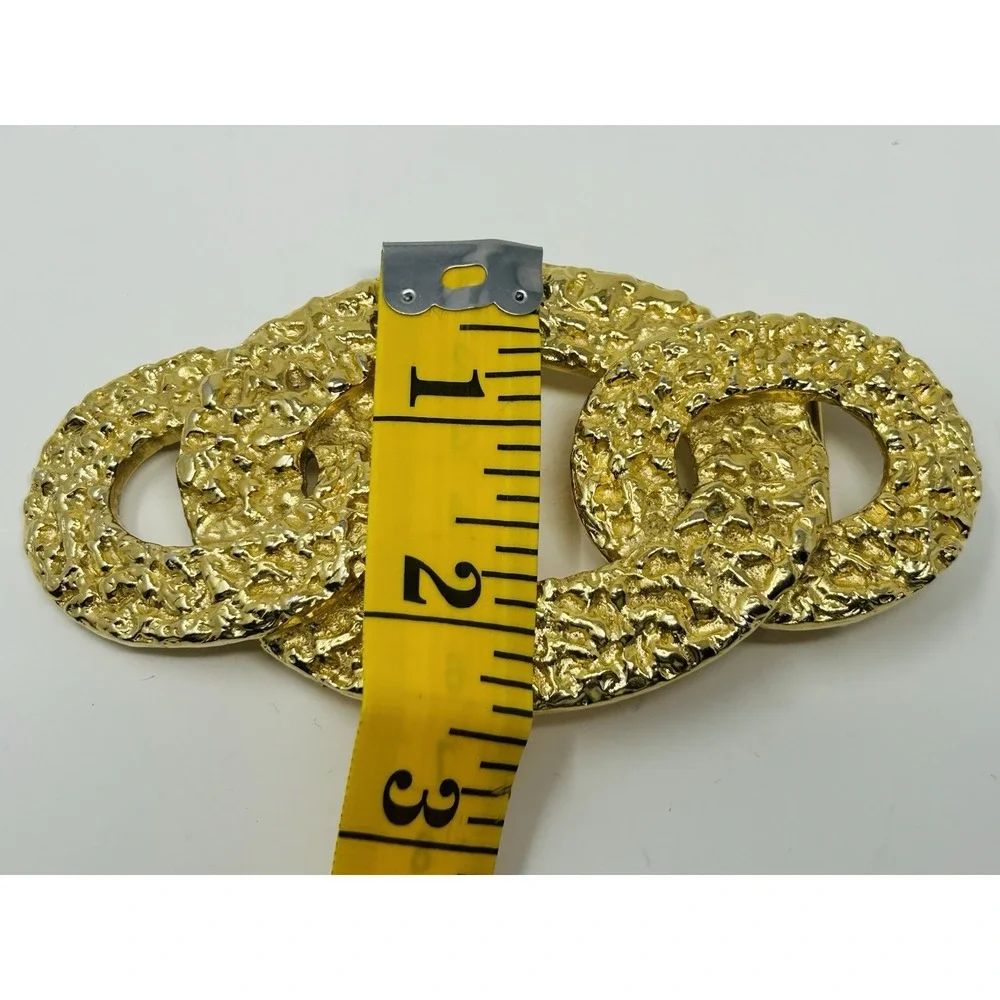 Vintage Mimi di N 1983 Signed Gold Plated Textured Belt Buckle Statement‎ Retro